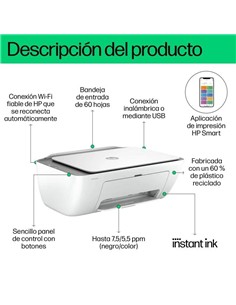 IMPRESORA HP DESKJET MULTIFUNCION 2820E COLOR WIFI WHITE 2