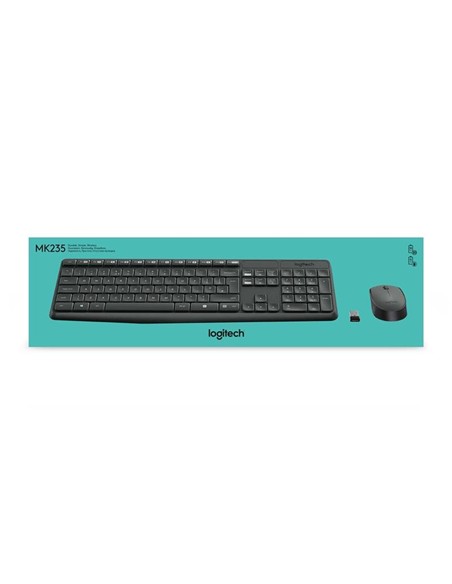 TECLADO + RATON LOGITECH MK235 WIRELESS BLACK