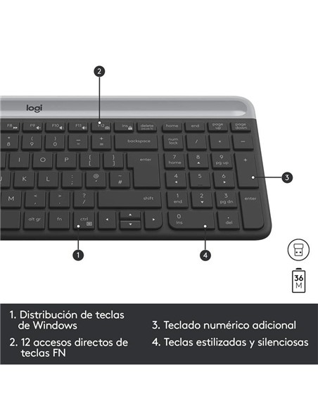 TECLADO + RATON LOGITECH MK470 SLIM WIRELESS SILENT