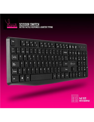 TECLADO + RATON NGS ALLURE WIRELESS BLACK