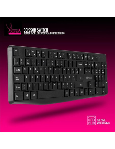 TECLADO + RATON NGS ALLURE WIRELESS BLACK