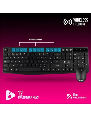 TECLADO + RATON NGS ALLURE WIRELESS BLACK