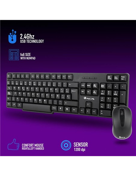 TECLADO + RATON NGS EUPHORIA WIRELESS BLACK