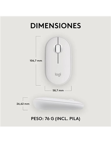 RATON LOGITECH PEBBLE 2 M350S WIRELESS WHITE