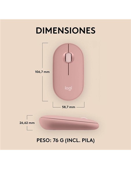 RATON LOGITECH PEBBLE 2 M350S WIRELESS ROSE