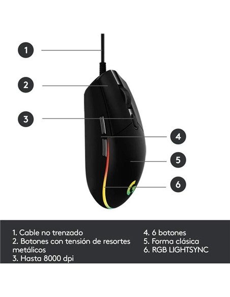 RATON LOGITECH G203 LIGHTSYNC RGB USB BLACK