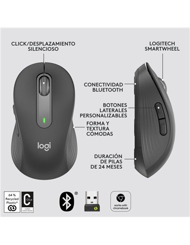 RATON LOGITECH SIGNATURE M650 M WIRELESS BLACK