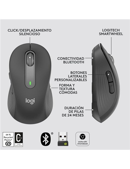 RATON LOGITECH SIGNATURE M650 M WIRELESS BLACK