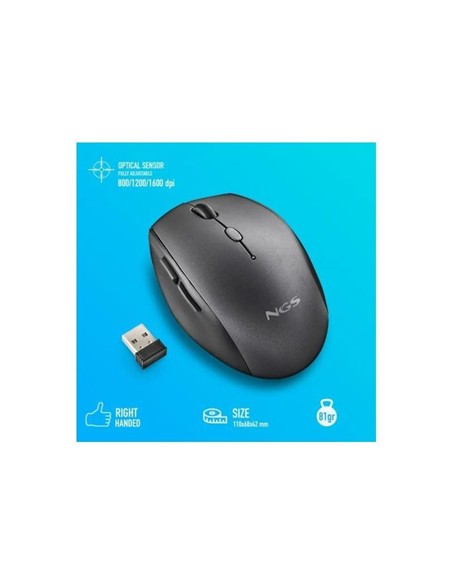 RATON NGS BEE BLACK ERGONOMICO WIRELESS SILENT BLACK