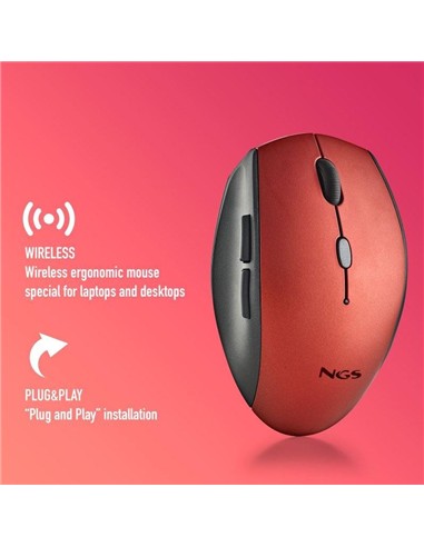 RATON NGS BEE RED ERGONOMICO WIRELESS SILENT RED