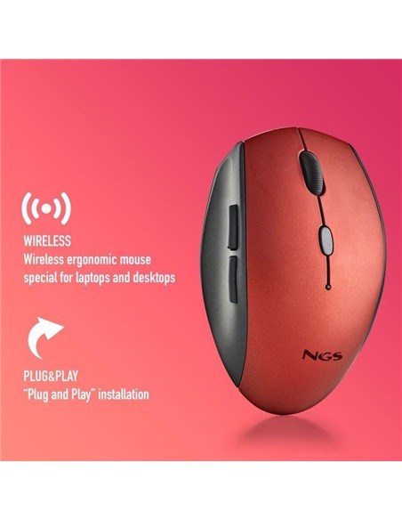 RATON NGS BEE RED ERGONOMICO WIRELESS SILENT RED