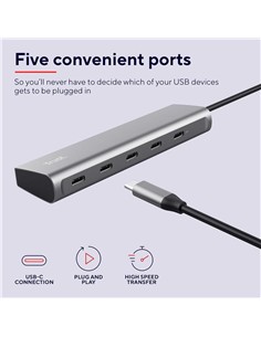 HUB USB-C TRUST 5 PUERTOS HALYX USB-C 3.2 2