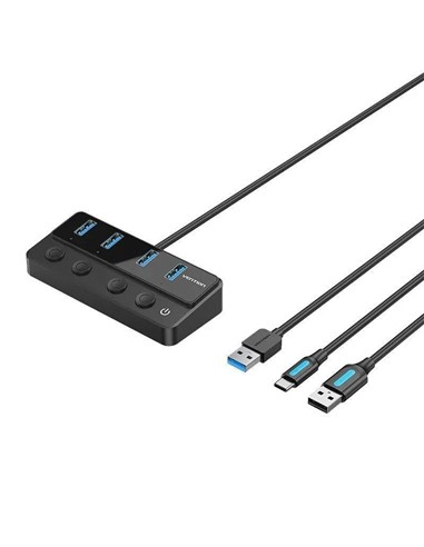 HUB USB VENTION 4 PUERTOS USB 3.0 BLACK + CABLE...