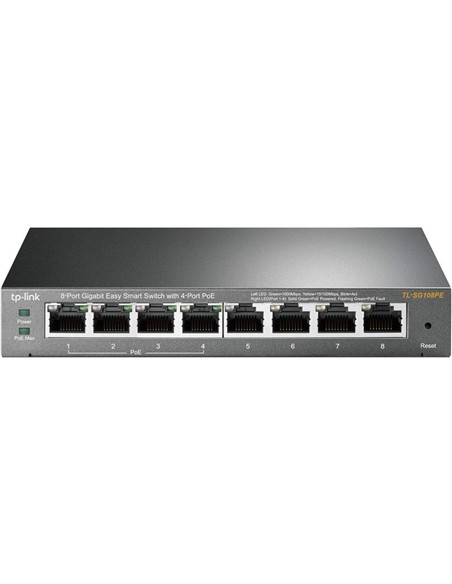 SWITCH TP-LINK GIGABIT 8 PUERTOS TL-SG108PE EASY SMART GESTIONABLE 4 POE