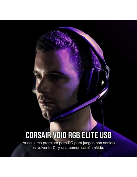 AURICULARES + MICROFONO CORSAIR VOID USB ELITE GAMING HEADSET RGB 7.1 BLACK