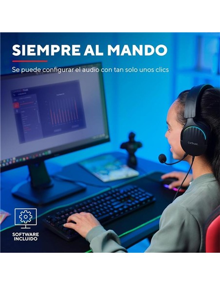 AURICULARES + MICROFONO TRUST GAMING RGB GXT 490 FAYZO HEADSET 7.1 BLACK