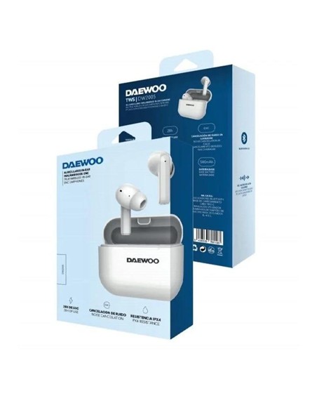 AURICULARES DAEWOO DW2002 BLUETOOTH 5.3 WIRELESS CON ESTUCHE DE CARGA WHITE
