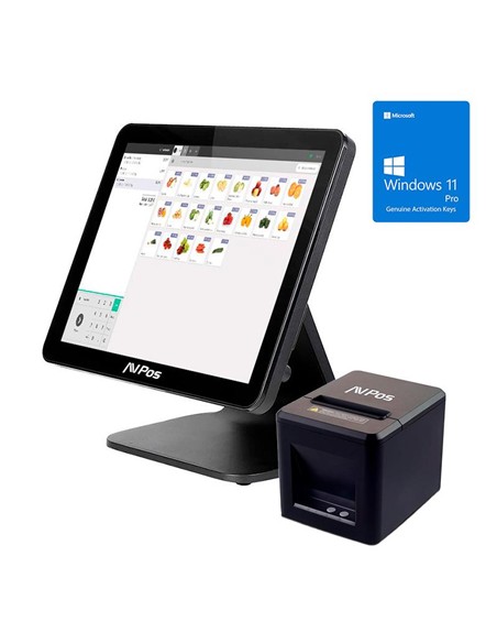PACK TPV AVPOS K4000 15 TACTIL N100/8GB/SSD128/W11P + TC21 USB/LAN