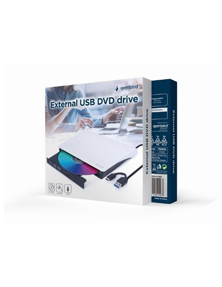 REGRABADORA EXTERNA DVD GEMBIRD DUAL USB 3.1 + USB-C SILVER