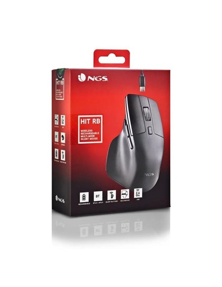 RATON NGS HIT-RB ERGONOMICO RECARGABLE BT WIRELESS MULTI BLACK