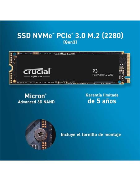 DISCO DURO SSD CRUCIAL P3 1TB M.2 NVME PCIE 3.0
