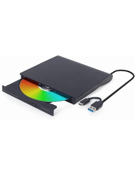 REGRABADORA EXTERNA DVD GEMBIRD DUAL USB 3.1 + USB-C BLACK