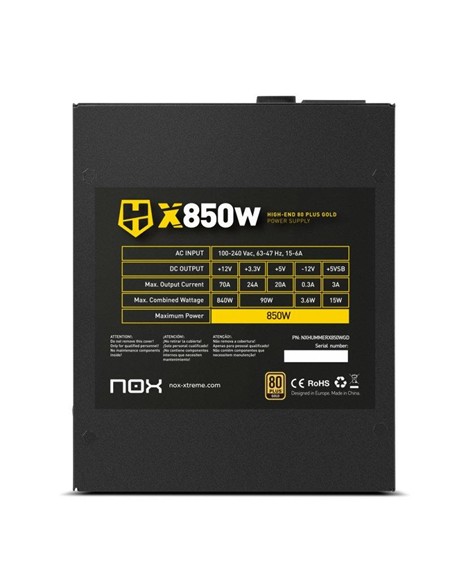 FUENTE DE ALIMENTACION NOX HUMMER X 850W 80+ MODULAR GOLD