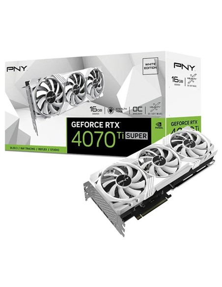 TARJETA DE VIDEO NVIDIA PNY RTX4070TI SUPER 16GB GAMING OC WHITE EDITION