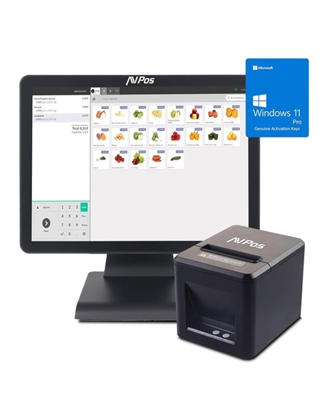 PACK TPV AVPOS K2000 15 I3/8GB/128GB/WIFI/BLUETOOTH/LAN 1000/W11P + TC21