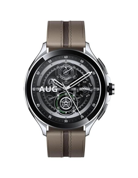 SMARTWATCH RELOJ XIAOMI WATCH 2 PRO SILVER CASE BROWN LEARHER STRAP