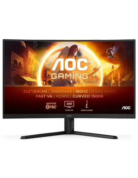 MONITOR GAMING AOC 32 CURVO 180HZ 2K QHD HDMI DISPLAYPORT BLACK