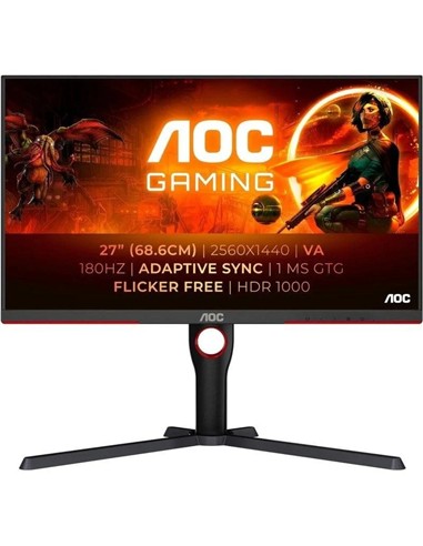 MONITOR GAMING AOC 27 180HZ 2K QHD ERGONOMICO...