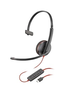 AURICULAR + MICROFONO POLY BLACKWIRE 3210 MONOAURAL USB-C...