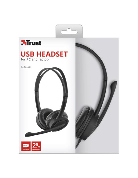 AURICULARES + MICROFONO TRUST MAURO USB BLACK