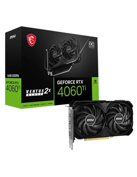 TARJETA DE VIDEO NVIDIA MSI RTX4060TI VENTUS 2X BLACK OC 16GB GDDR6