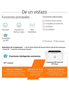 IMPRESORA HP LASERJET MONOCROMO M110WE WHITE 2