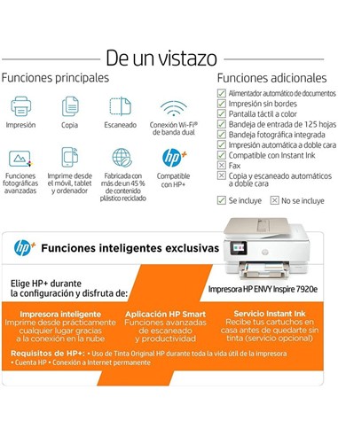 IMPRESORA HP DESKJET MULTIFUNCION ENVY 7920E...