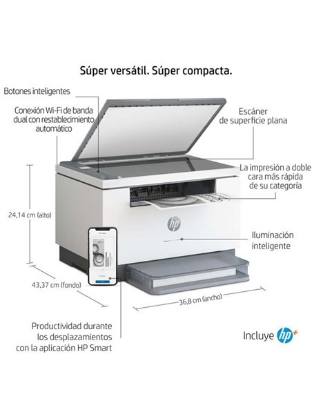 IMPRESORA HP LASERJET MULTIFUNCION MFP M234DWE MONOCROMO WIFI WHITE