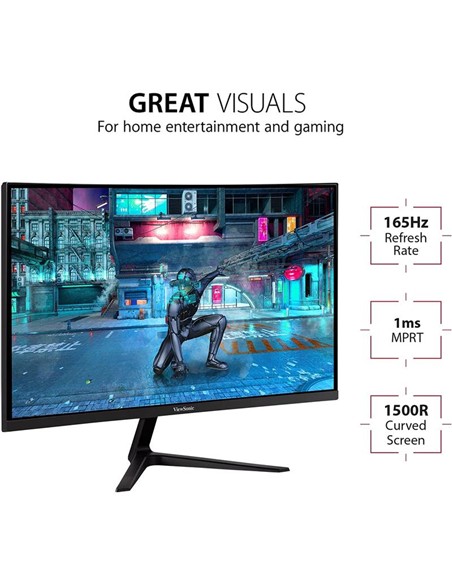 MONITOR GAMING VIEWSONIC 27 165HZ CURVO MULTIM ERGONOMICO HDMI DP 3YR GAR