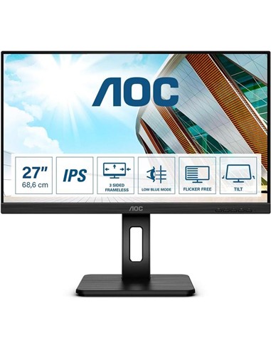 MONITOR AOC 27 IPS MULTIM ERGONOMICO HDMI DP VGA DVI USB 3YR GAR