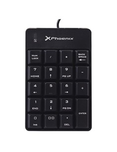 TECLADO NUMERICO PHOENIX KEYPAD USB 19 TECLAS BLACK