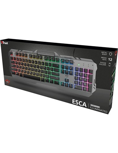 TECLADO TRUST GXT 853 ESCA GAMING METALICO USB RGB
