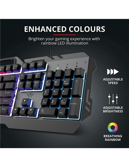 TECLADO TRUST GXT 853 ESCA GAMING METALICO USB RGB