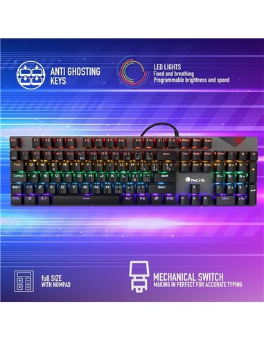 TECLADO NGS GKX-500 GAMING MECANICO USB RGB