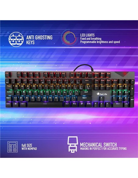 TECLADO NGS GKX-500 GAMING MECANICO USB RGB