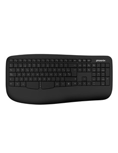 TECLADO PHOENIX K201 ERGONOMICO WIRELESS BLACK
