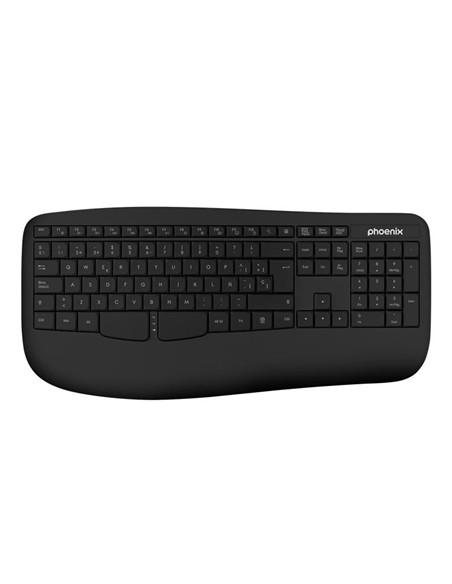 TECLADO PHOENIX K201 ERGONOMICO WIRELESS BLACK