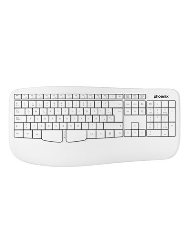 TECLADO PHOENIX K201 ERGONOMICO WIRELESS WHITE