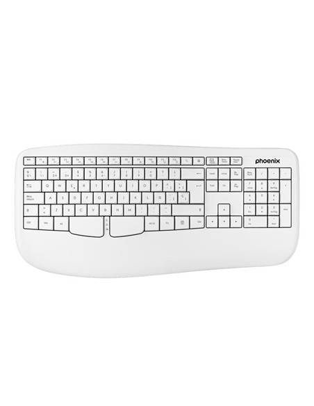 TECLADO PHOENIX K201 ERGONOMICO WIRELESS WHITE