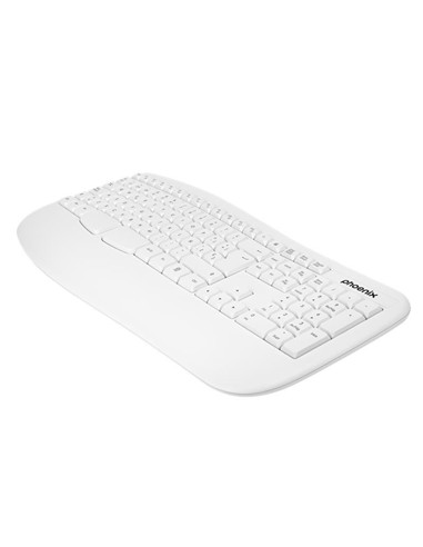 TECLADO PHOENIX K201 ERGONOMICO WIRELESS WHITE